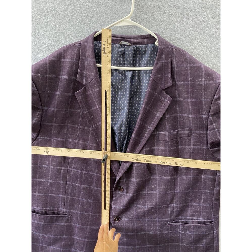 Oak Hill Burgundy Windowpane Sport Coat Blazer 58R 4XL Big Tall Quiet Luxury - Picture 9 of 14